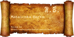 Mateicska Berta névjegykártya